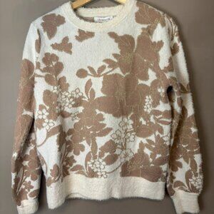 Liz Claiborne Floral Gold Cottagecore Quiet luxury petite womens medium sweater